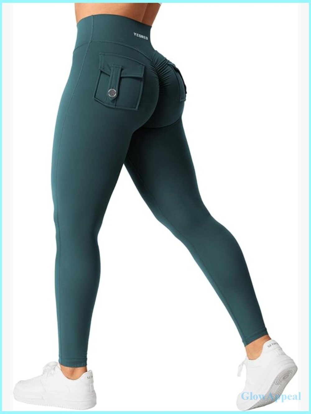 V Cross Scrunch Leggings with Pockets High Waist Butt Lift Yoga Pants